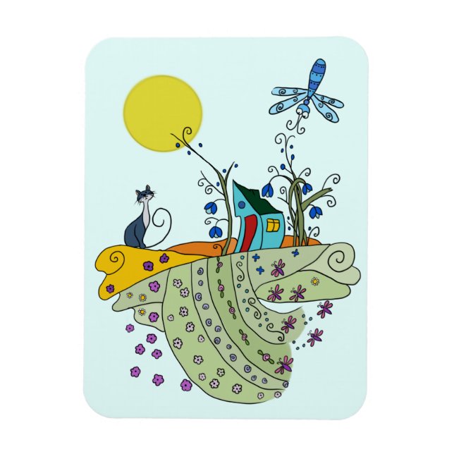 Katze mit Haus  Magnet (Vertical)