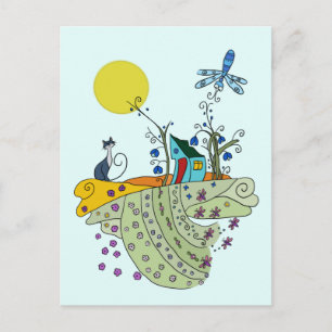 Katze mit Haus Postcard