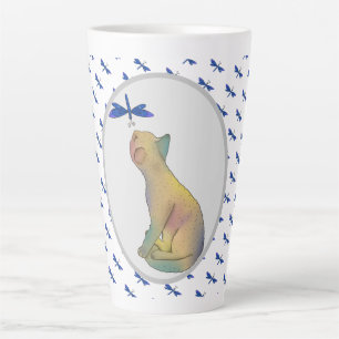Katze und blaue Libelle Latte Mug