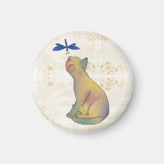 Katze und blaue Libelle Magnet