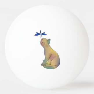 Katze und blaue Libelle Ping Pong Ball
