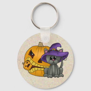 Katze und Kürbis Key Ring