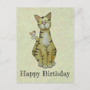 Katze und Vogel Postcard