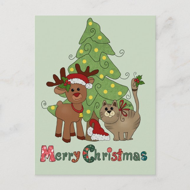 Katzenweihnachten Holiday Postcard (Front)