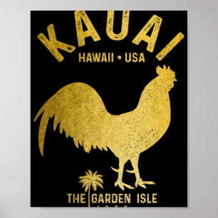 Kauai 1959 The Garden Isle Chicken Hawaii Vintage Poster