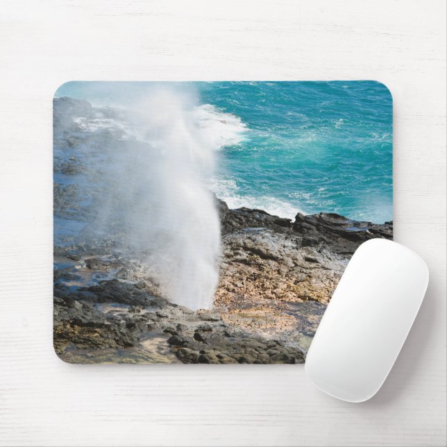 Kauai Aqua Ocean Spouting Horn Poipu  Mouse Mat (With Mouse)