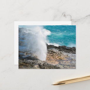 Kauai Aqua Ocean Spouting Horn Poipu Postcard