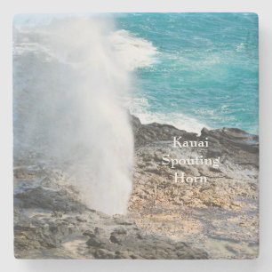 Kauai Aqua Ocean Spouting Horn Poipu Stone Coaster