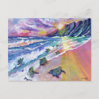 Kauai Baby Sea Turtles at the Beach Hawaii Card