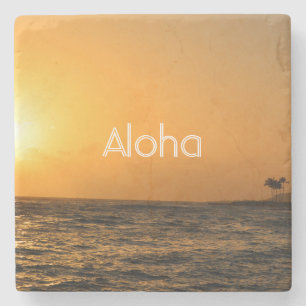 Kauai Beach Ocean Sunset (my photography) Stone Coaster
