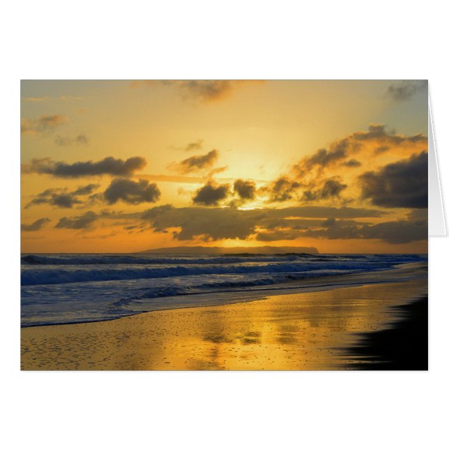 Kauai Beach Sunset, Niihau on the Horizon (Front Horizontal)
