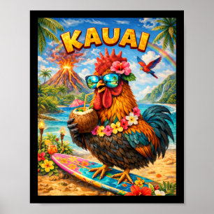 Kauai Chicken Rooster Coffee Coconut In Hawaii Poster