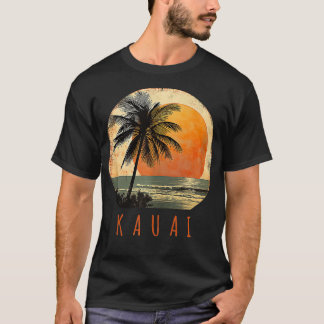Kauai Hawaii Aloha Beach Vacation Vintage Sunset P T-Shirt
