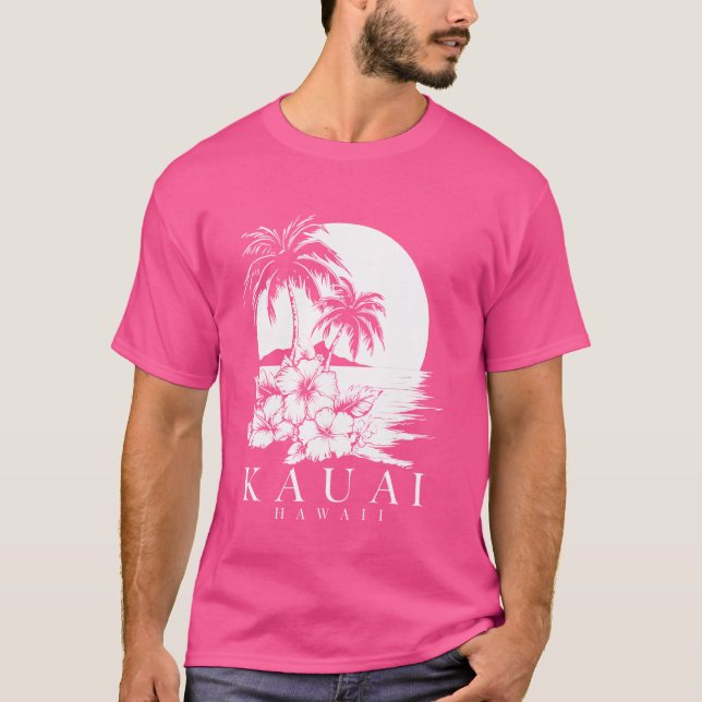 Kauai Hawaii Aloha Hawaiian Hibiscus Surfer Souven T-Shirt (Front)