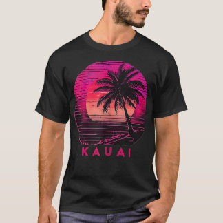 Kauai Hawaii Beach 80s Vintage Palm Trees Aloha Re T-Shirt