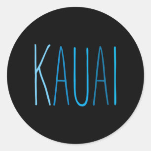 Kauai Hawaii Blue Lettering Classic Round Sticker