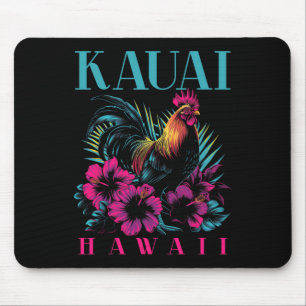 Kauai Hawaii Chicken Hawaiian Hibiscus Flowers Vin Mouse Mat