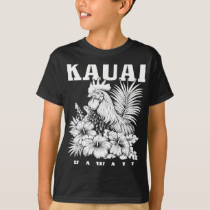 Kauai Hawaii Chicken Hawaiian Hibiscus Flowers Vin T-Shirt