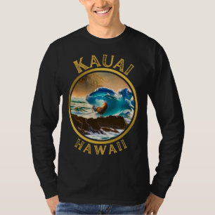 Kauai Hawaii Chicken Rooster Surf Wave coffee Desi T-Shirt