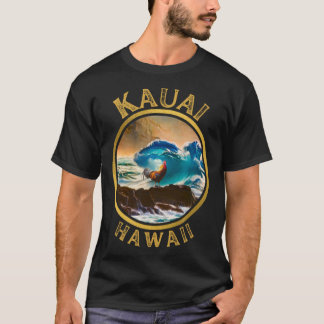 Kauai Hawaii Chicken Rooster Surf Wave coffee Desi T-Shirt