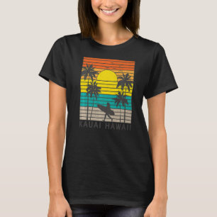 Kauai Hawaii HI Beach Surfer Girl Surfing Palm Tre T-Shirt