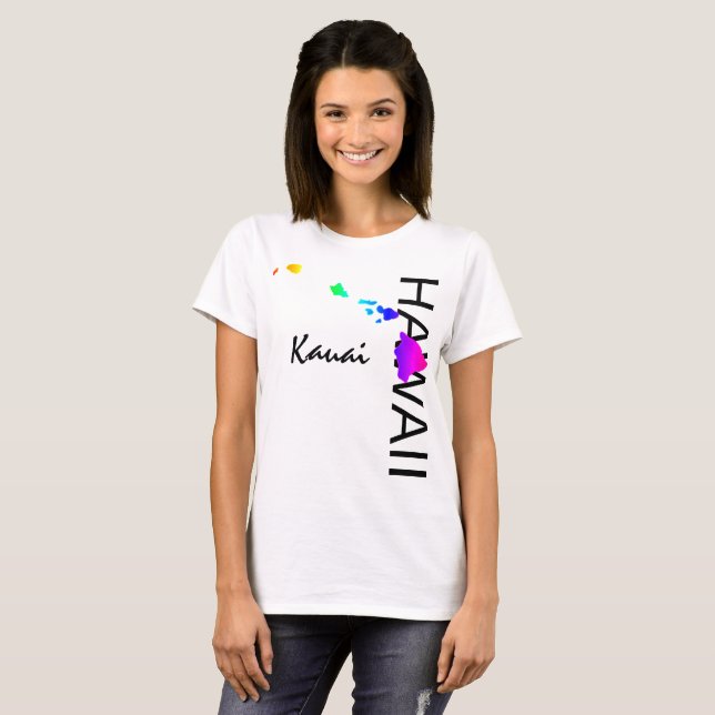 KAUAI - HAWAII ISLANDS NEON RAINBOW T-Shirt (Front Full)