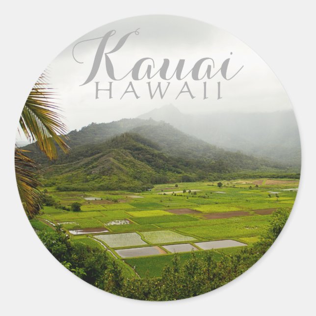Kauai, Hawaii Landscape Scene Classic Round Sticker (Front)