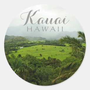 Kauai, Hawaii Landscape Scene Classic Round Sticker