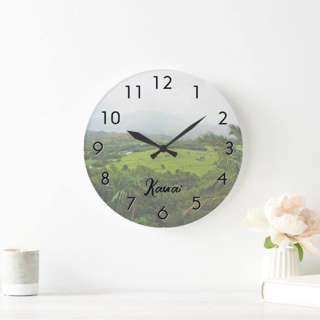 Kauai, Hawaii Landscape Scene Light Large Clock (Home)