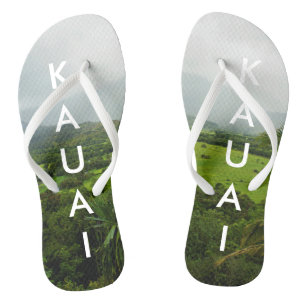 Kauai, Hawaii Landscape Scene w/ Text Flip Flops