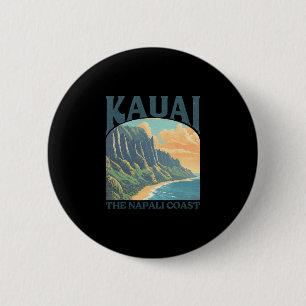 Kauai Hawaii Na Pali Coast Vintage Beach 6 Cm Round Badge