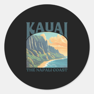 Kauai Hawaii Na Pali Coast Vintage Beach Classic Round Sticker