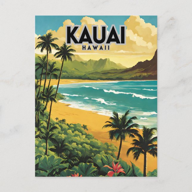 Kauai Hawaii Nostalgic Vintage Travel Postcard (Front)