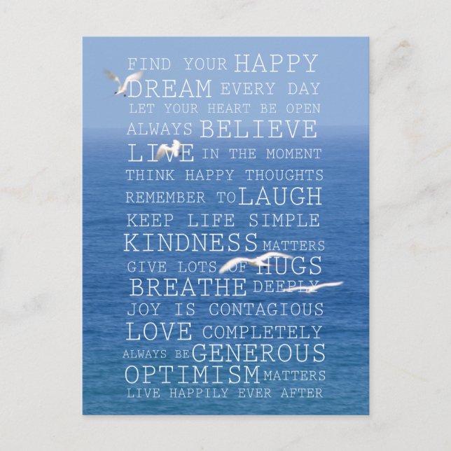 Kauai Hawaii Ocean Birds Inspirational Quotes   Postcard (Front)