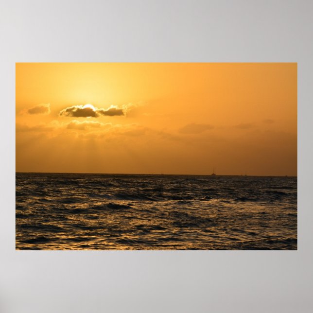 Kauai Hawaii Ocean Sunset Poster (Front)