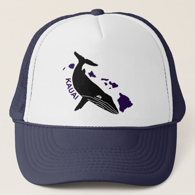 Kauai - Hawaii Purple Islands Humpback Trucker Hat (Front)