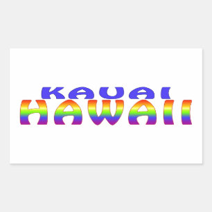 Kauai Hawaii rainbow words Rectangular Sticker