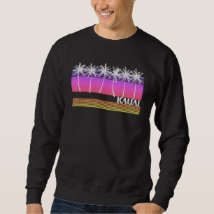 Kauai Hawaii Retro Style Vintage Beach Surf Sunset Sweatshirt