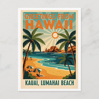 Kauai, Hawaii Retro Travel  Postcard