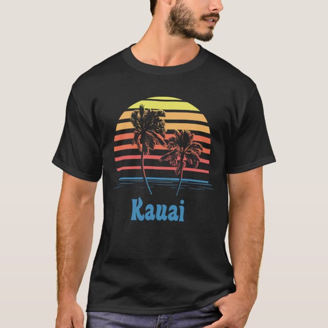 Kauai Hawaii Sunset Palm Trees T-Shirt (Front)