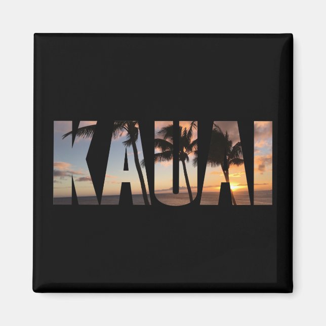 Kauai, Hawaii Sunset with Palm Trees Magnet (Front)