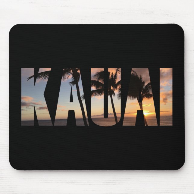 Kauai, Hawaii Sunset with Palm Trees Mouse Mat (Front)