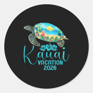 Kauai Hawaii Trip 2026 Sea Turtle Summer Vacation Classic Round Sticker