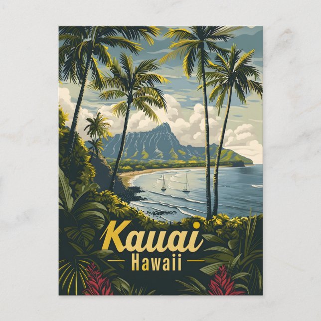 Kauai Hawaii vintage Postcard (Front)