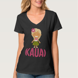 Kauai Hawaii Vintage Retro Skyline Tropical Girl T T-Shirt