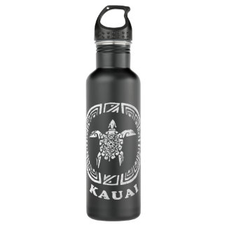 Kauai, Hawaii Vintage Retro Tribal Turtle Vacation 710 Ml Water Bottle