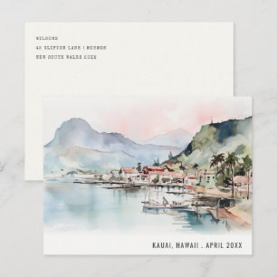 Kauai Hawaii Watercolor Landscape Travel Postcard