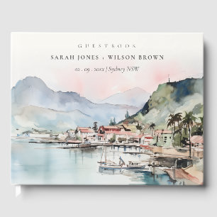 Kauai Hawaii Watercolor Landscape Wedding Guest Book