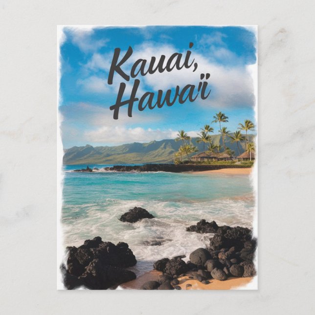 Kauai Hawaii Watercolor Painting Postcard (Front)