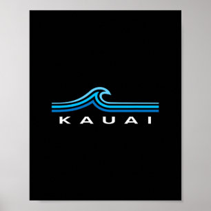 Kauai Hawaii Waves Vintage Mens Womens Girls Boys Poster